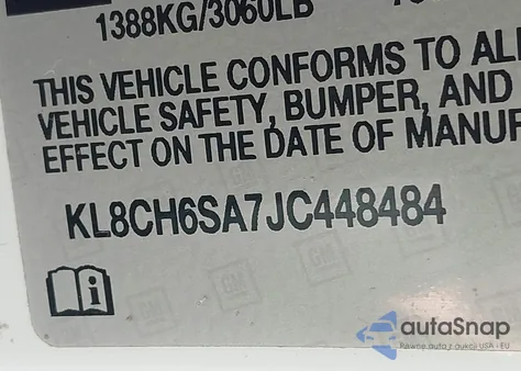 2018 Chevrolet Spark Activ Cvt z USA, uszkodzony, nr VIN KL8CH6SA7JC448484